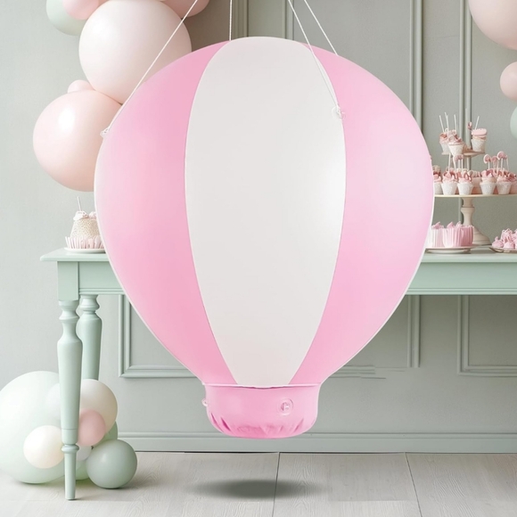 New 3ft. Pink and White Hot Air Balloon Party Decoration - Picture 1 of 7